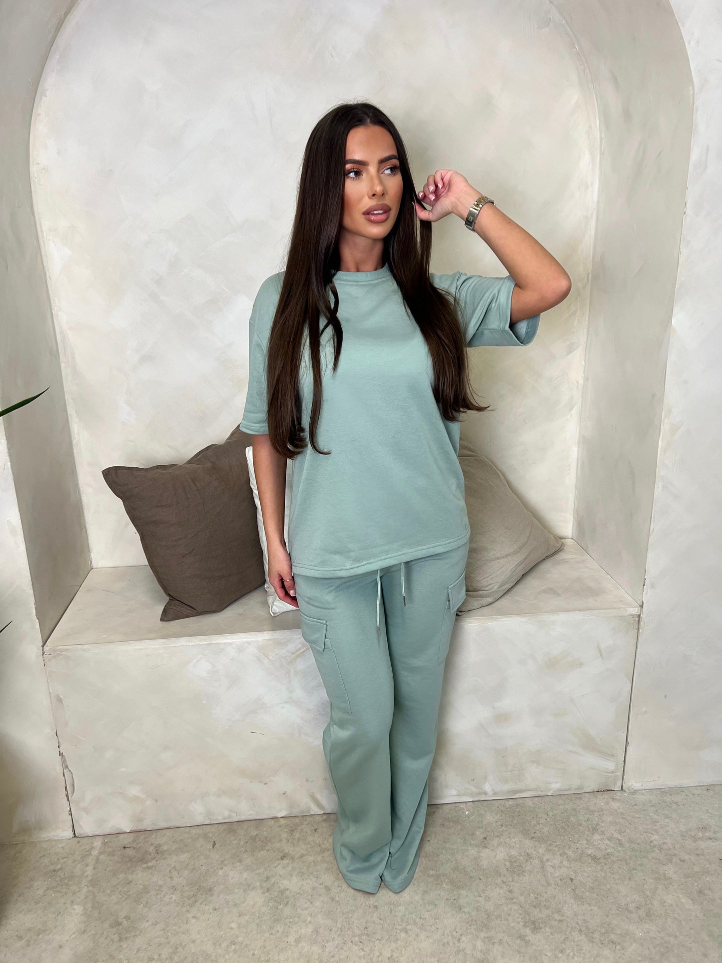 T-shirt and cargo co-ord mint