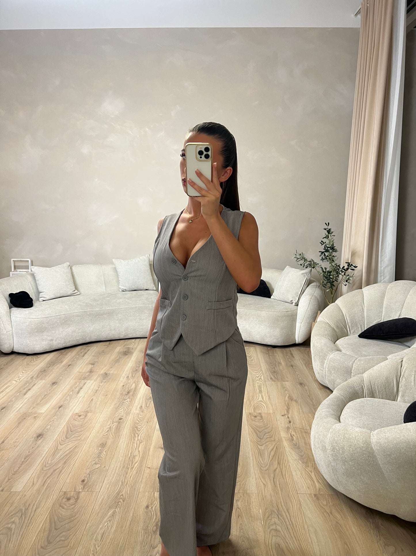 Waistcoat co-ord grey